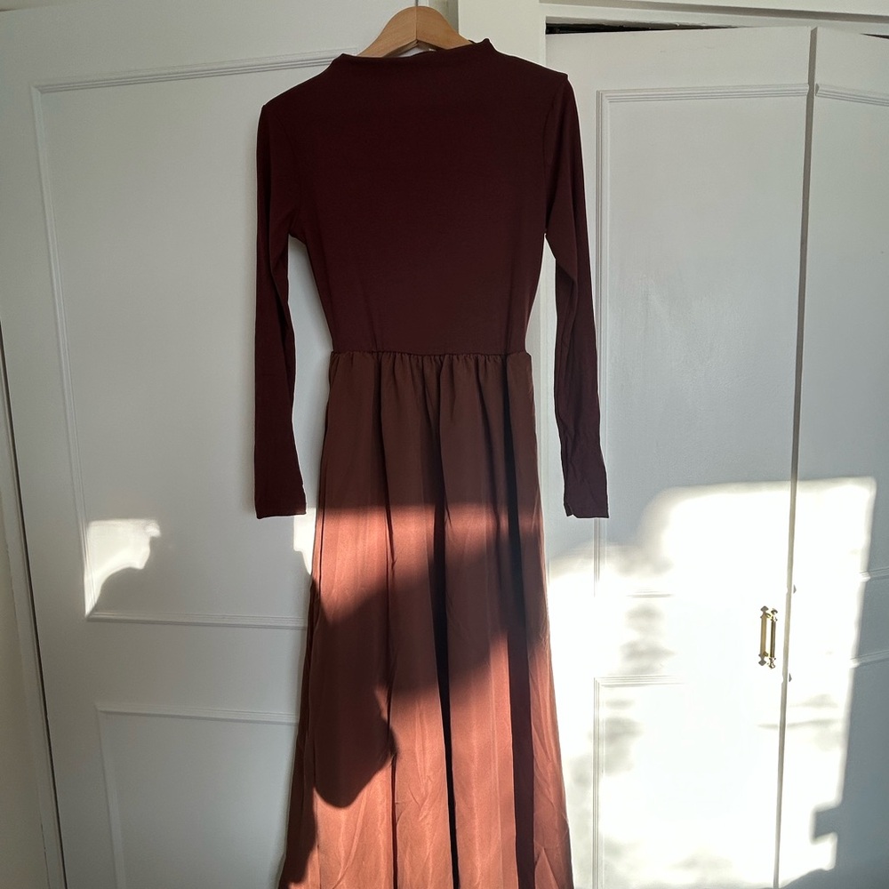 Elegant Brown Long Sleeve Dress
